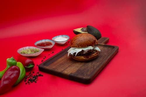 La Kookaracha Burger with french fries La Kookaracha Burger with french fries